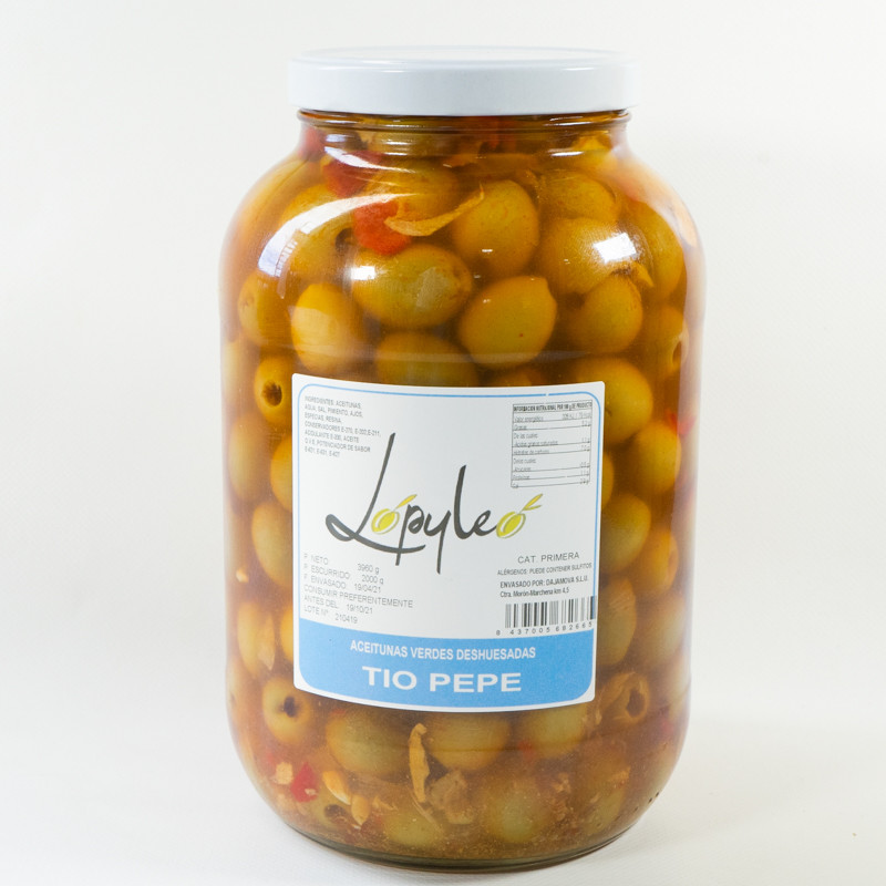 PITTED GREEN OLIVES TIO PEPE (GORDAL) 2000gr