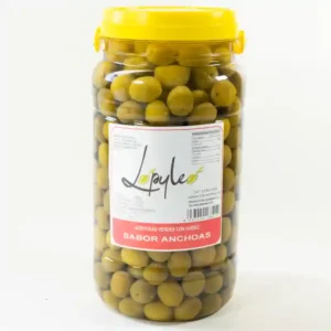 Aceitunas verdes manzanillas con hueso sabor anchoas